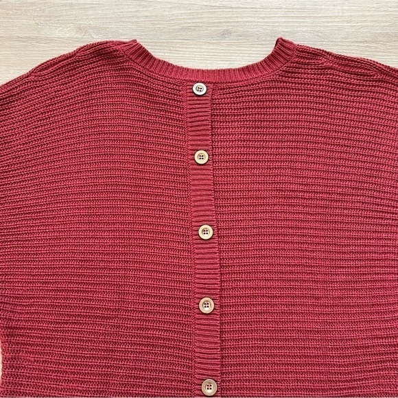 Juniper Ln Maternity Dolman Sleeve Sweater Rust Red Cable Knit Back Buttons Sz M - Picture 5 of 7